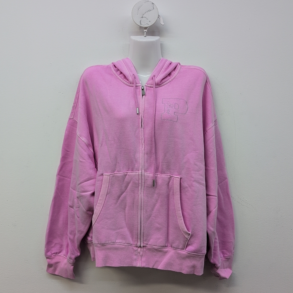 Victoria Secret PINK Campus Fleece Full-Zip Hoodie XL Hushed Lilac